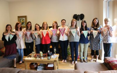 Pretty in peach – bunting making hen party class in Edinburgh